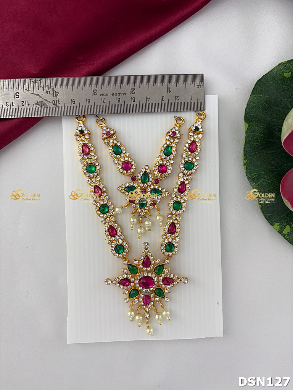 Deity 2 Step Short Haram / Short Necklace DSN127 deity short haram measurement photo showing ruler size reference