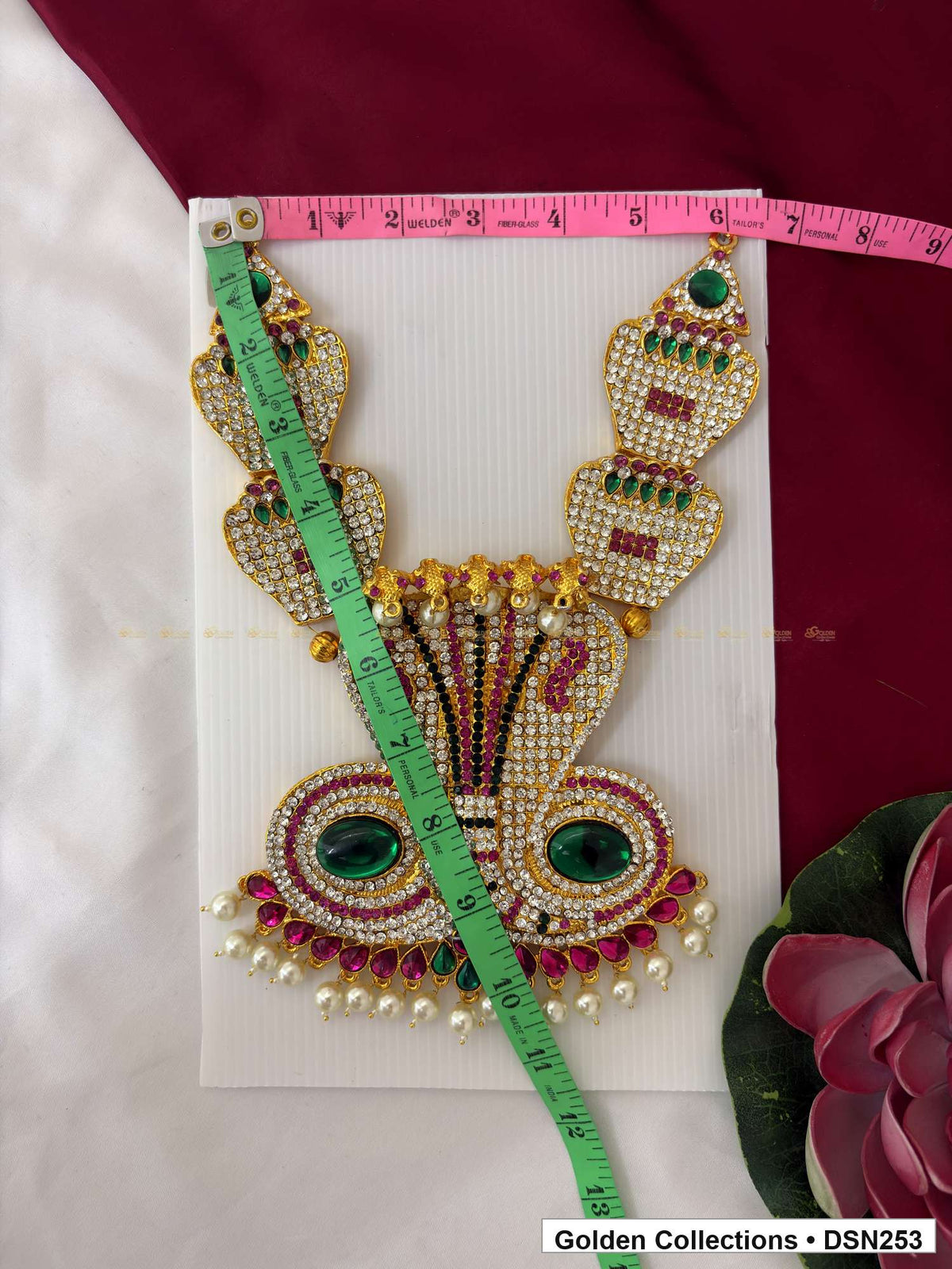 Alternate product view of Twin Oval Fan-Crest Deity Short Necklace for Idol Alankaram for deity idol alankaram