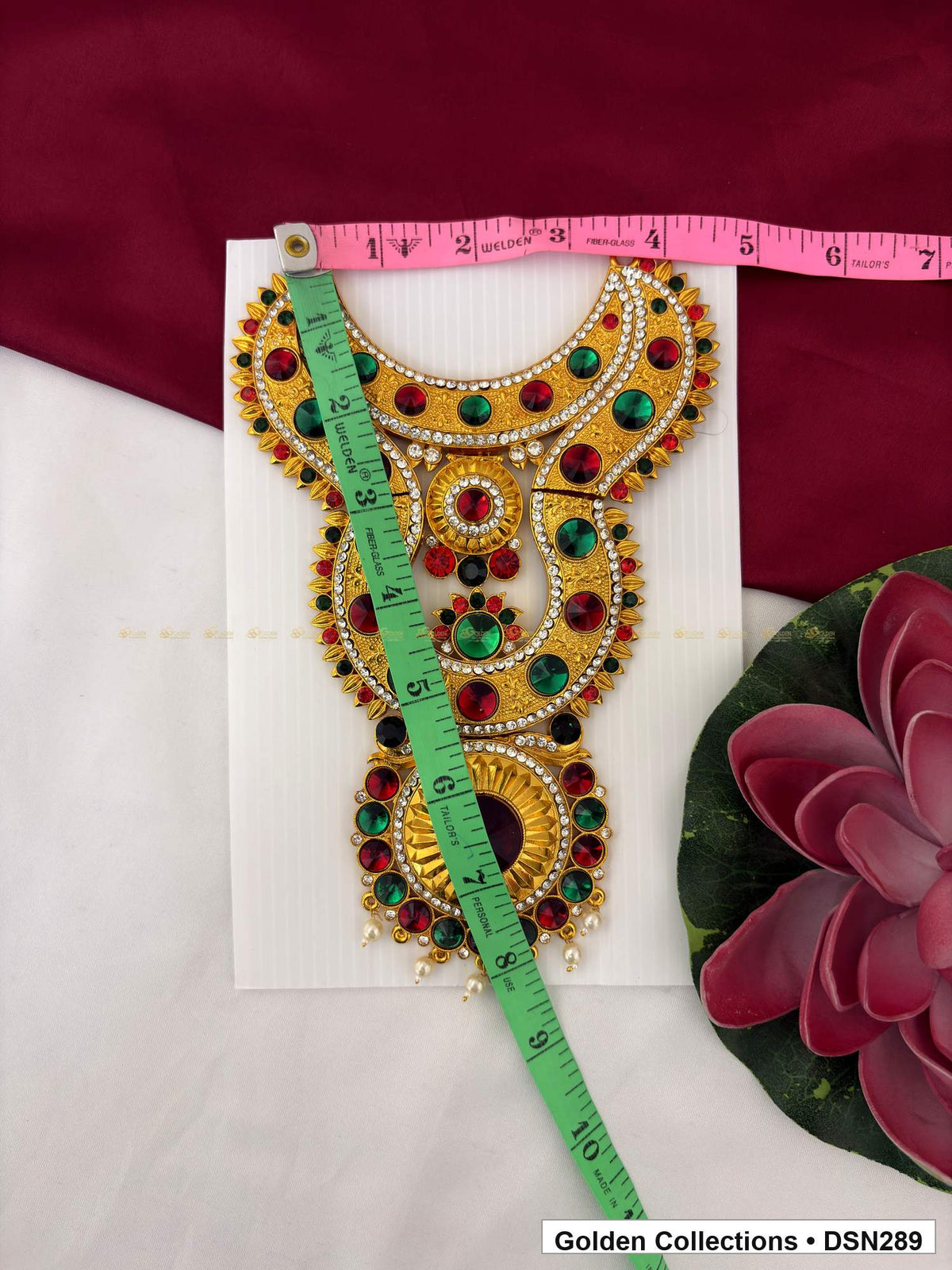 Alternate product view of Multicolor Graduated Arch Blue-Center Deity Short Necklace for Idol Alankaram for deity idol alankaram