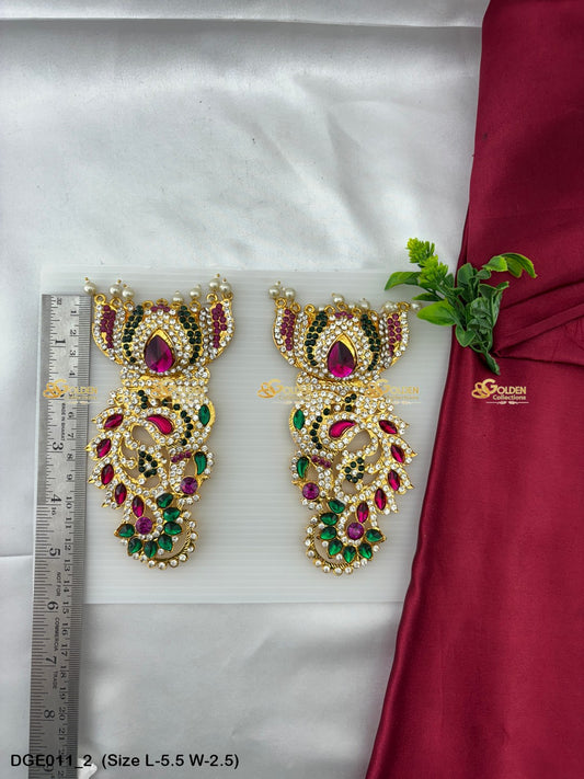 ear jewellery for god and goddess goldencollections Size: 5.5 x 2.5, Color: Multi, Style: Karna Pathakam Image 2