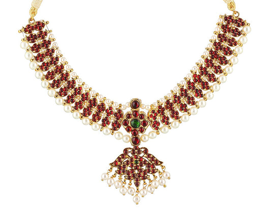 Stunning Bharatanatyam Necklace Golden Collections