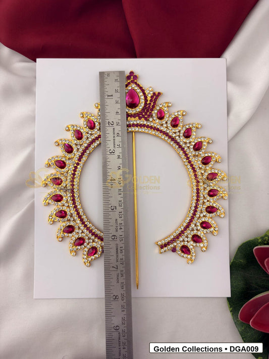 Side view of Floral Deity Arch for Idol Alankaram showing arch depth and placement shape