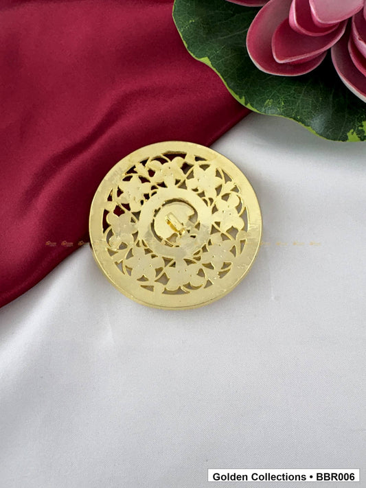 Angled product view of Floral Round Real Kemp Rakodi for Bharatanatyam from Golden Collections