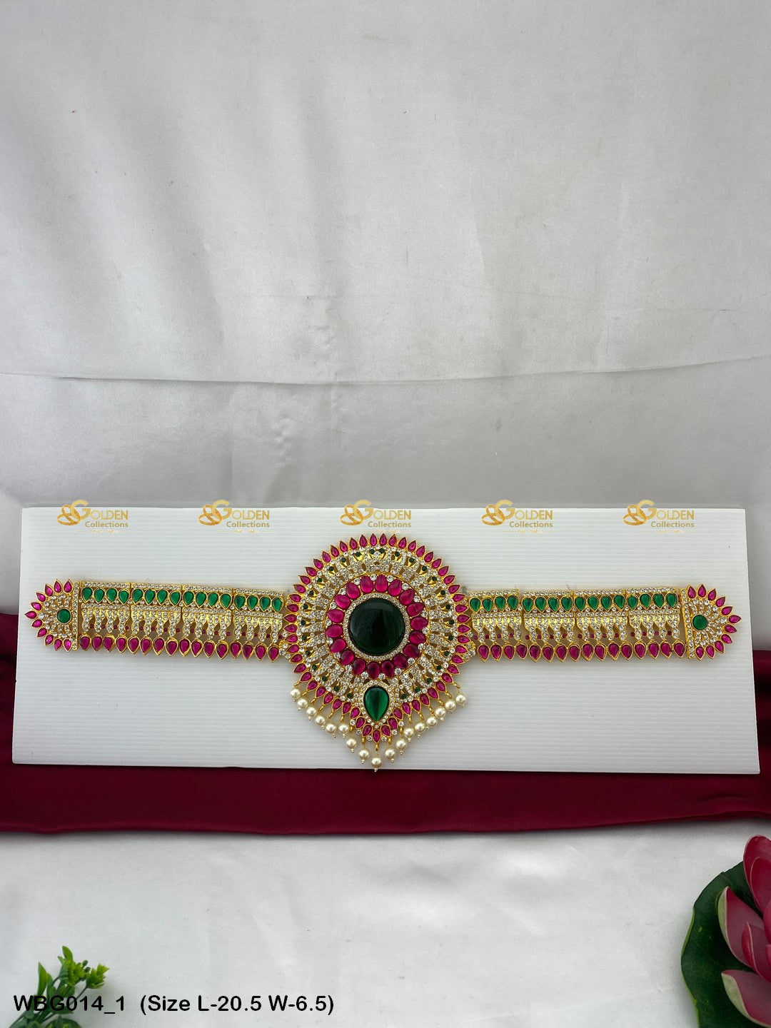 Deity Vaddanam Waist Belt with Stone Work WBG-014 Waist Belts deity alankaram image 1