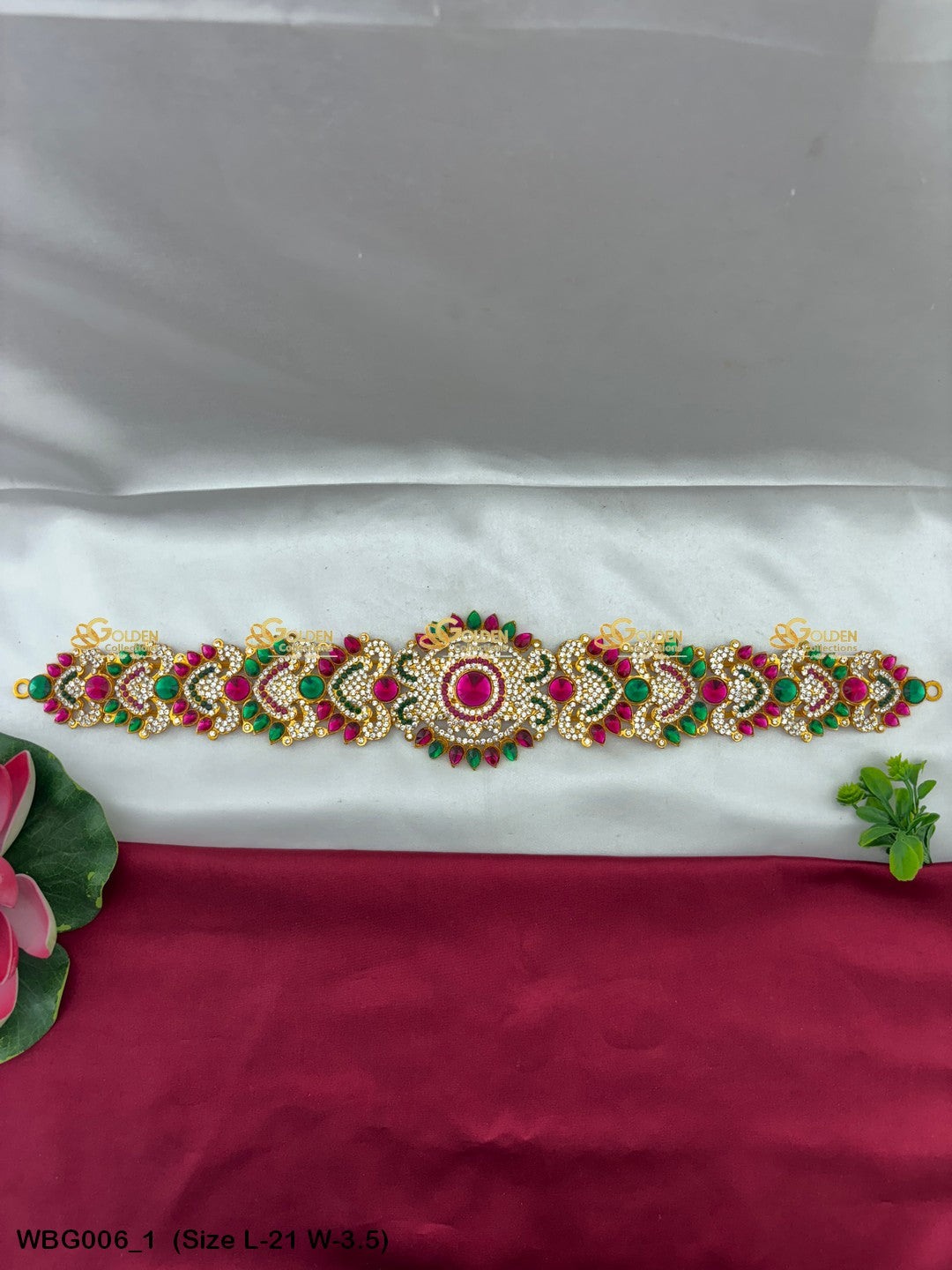 Deity Vaddanam Waist Belt with Stone Work WBG-006 Waist Belts deity alankaram image 1