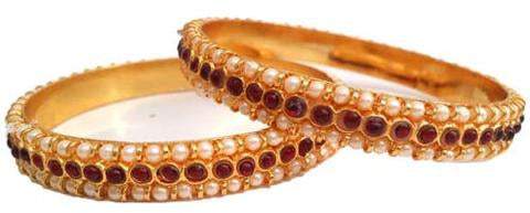 kempu Gold-Plated Bharatanatyam Dance Bangles