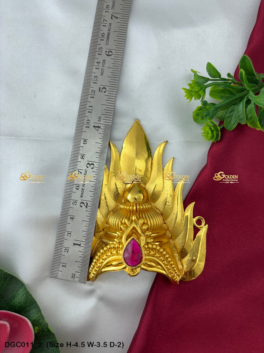 Gold Plated Deity Crown Mukuts Goldencollections Size: 4.5 X 3.5 X 2, Color: Gold, Style: Jwala Image 2