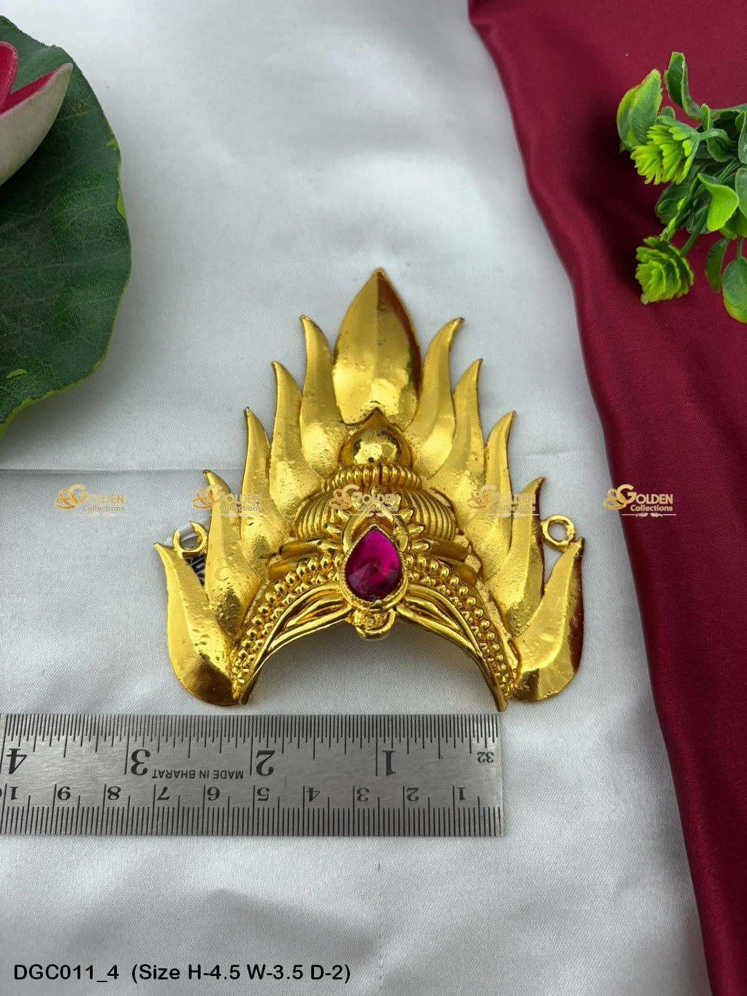 Gold Plated Deity Crown Mukuts Goldencollections Size: 4.5 X 3.5 X 2, Color: Gold, Style: Jwala Image 4