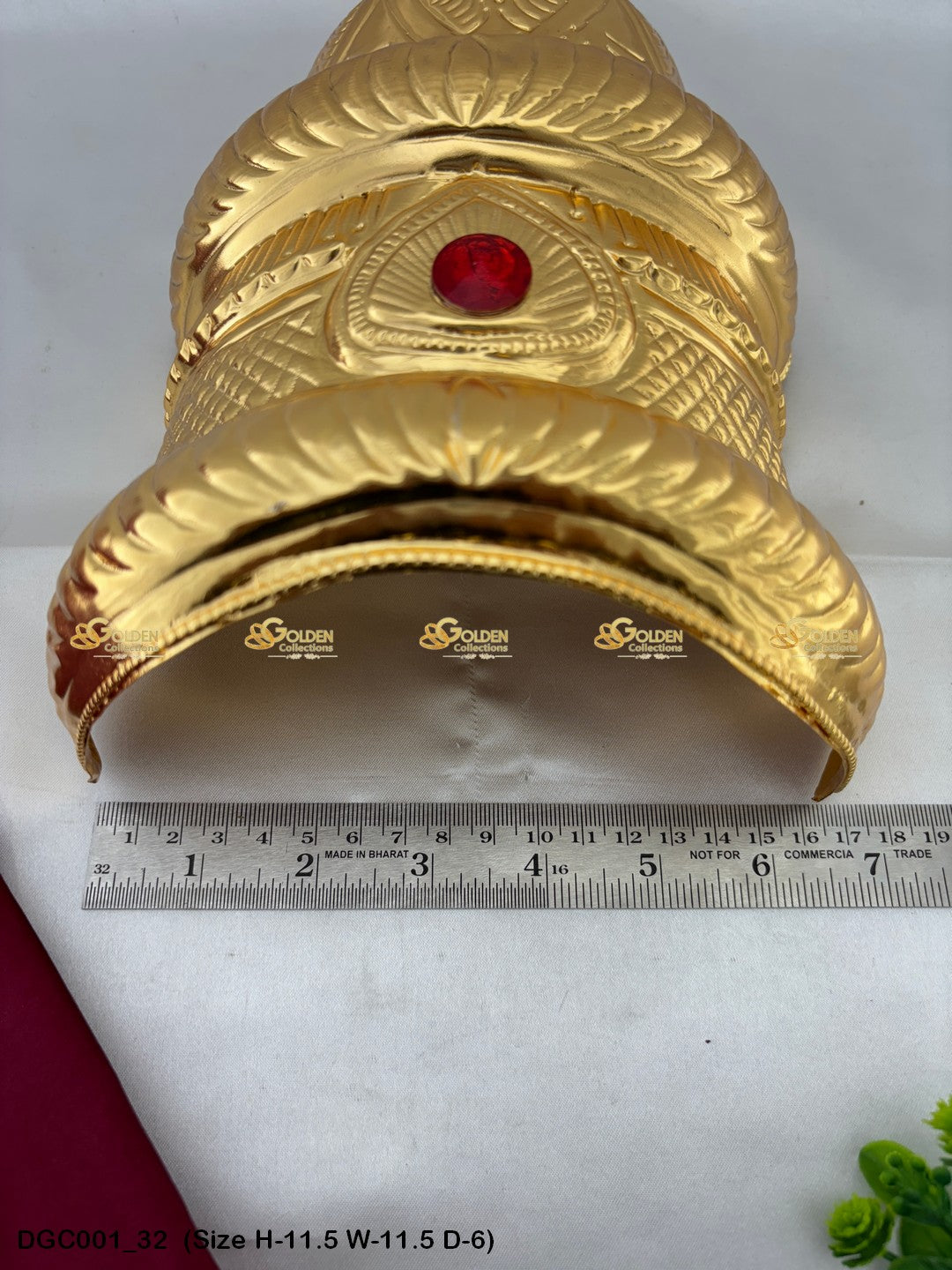 Gold Plated Goddess Crown Mukut Goldencollections Size: 11.5 X 11.5 X 6, Color: Gold, Style: Half Round Image 32