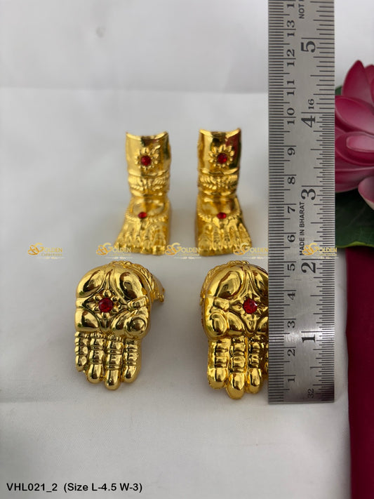 Gold Plated Hastam Padam For God Goddess Goldencollections Size: 4.5 x 3, Color: Gold, Style: Hands Legs Image 2