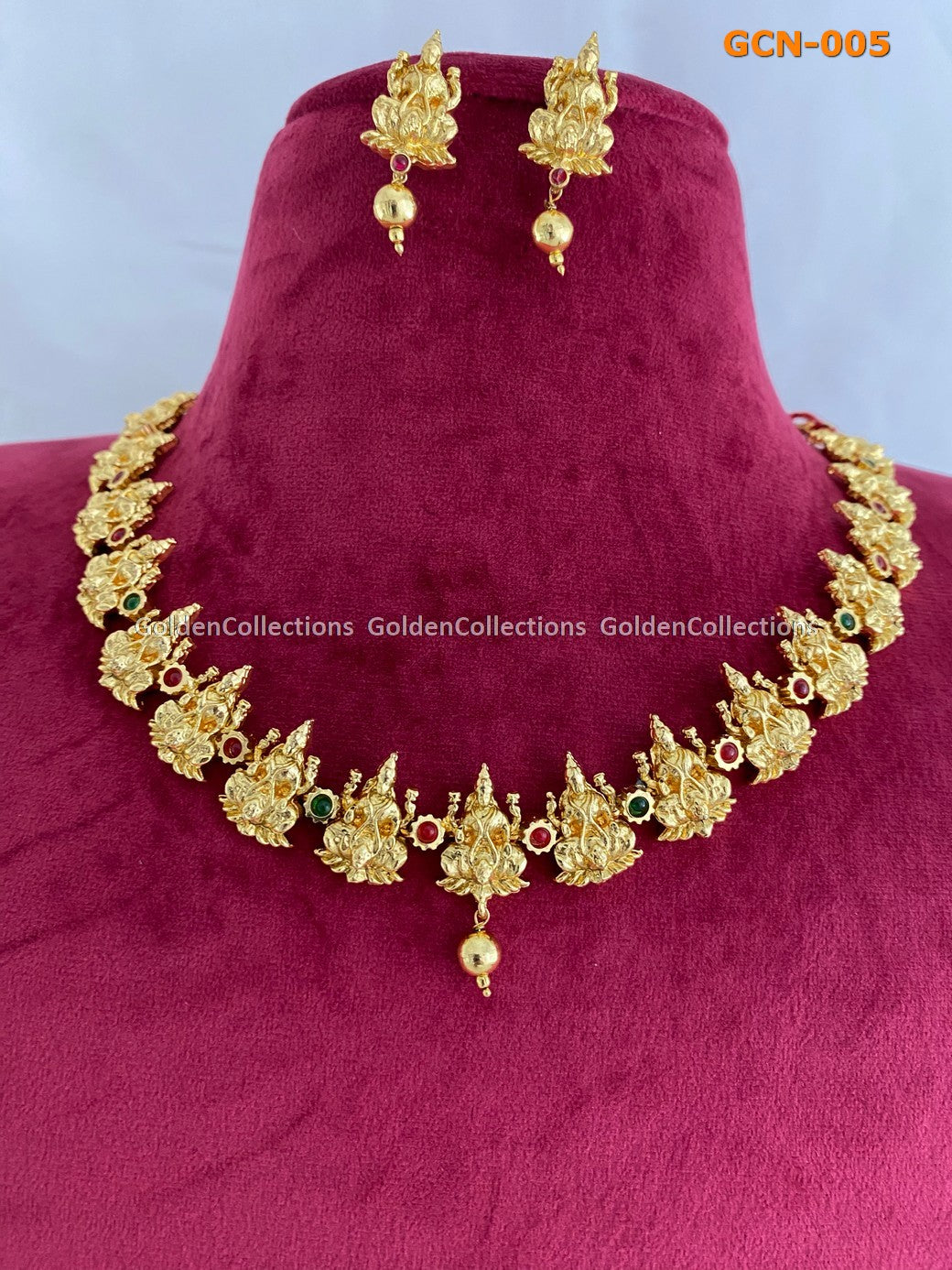 Gold Plated Necklace Gram Gold Lakshmi Haram GCN-005 - Main Image