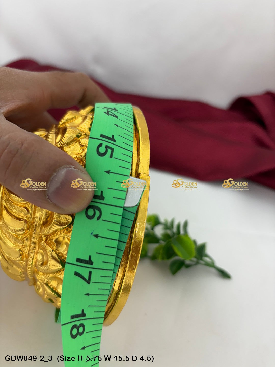 Gold Plated Shatagopam Handmade High Quality Metal Ornament Size: 5.75 x 15.5 x 4.5, Color: Gold, Style: Shatagopam Image 3