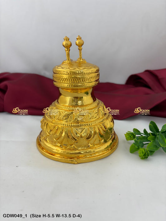 Gold Plated Shatagopam Handmade High Quality Metal Ornament Size: 5.5 x 13.5 x 4, Color: Gold, Style: Shatagopam Image 1