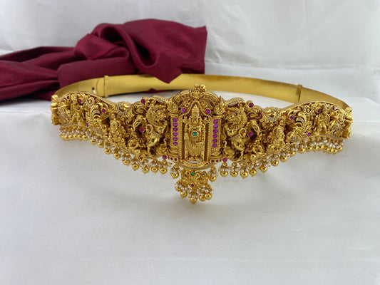 Gold Plated Silver Oddiyanam, an elegant bridal silver hip belt perfect for traditional attire and special occasions.