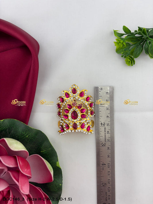 Graceful Crown For Hindu Goddess Deity Goldencollections Size: 2 X 2.5 X 1.5, Color: Pink, Style: Half Round Image 3