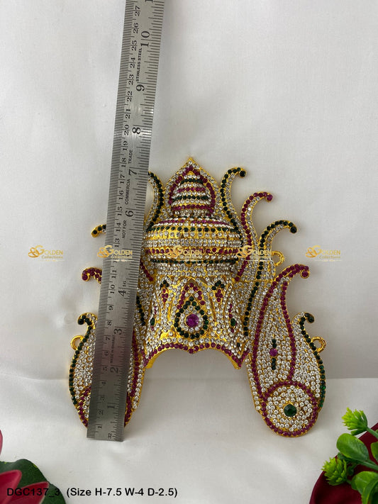 Graceful Jewellery Crown For Goddess Goldencollections Size: 7.5 X 4 X 2.75, Color: Multi, Style: Jwala Image 3