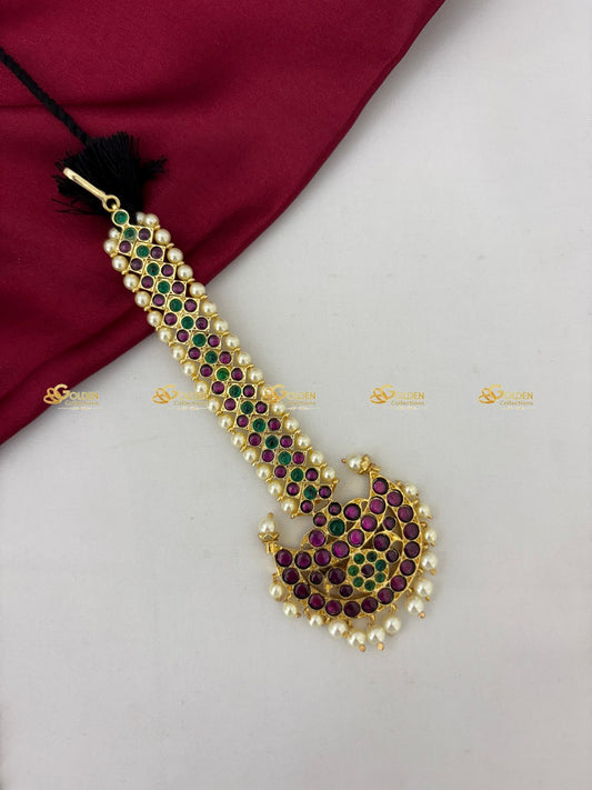 Handmade Kemp Mang Tika Bharatanatyam Hair Accessory Size: Kemp, Color: Kemp Mang Tikka, Style: Image 2