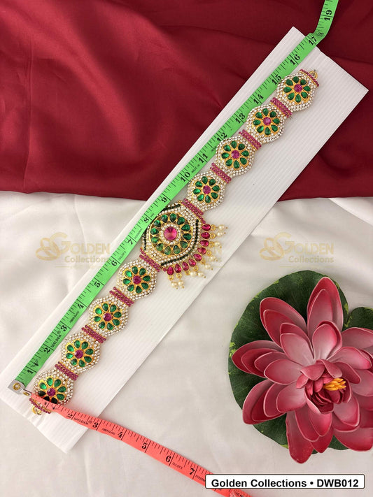 Measurement and scale view of Heavy Deity Waist Belt Vaddanam for Idols for fit checking