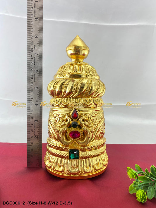 Hindu Deity Crown Divine Alangaram Goldencollections Size: 8 X 12 X 3.5, Color: Gold, Style: Round Image 2