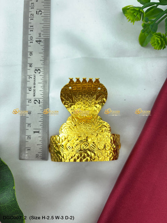 Hindu Deity Jewelry Crown Mukut Goldencollections Size: 2.5 X 3 X 2, Color: Gold, Style: Bajuband Image 2