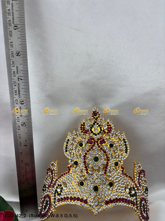 Hindu Deity Mukut Kireedam - GoldenCollections Size: 5 x 8.5 x 5.5, Color: Multi, Style: Jwala Image 2