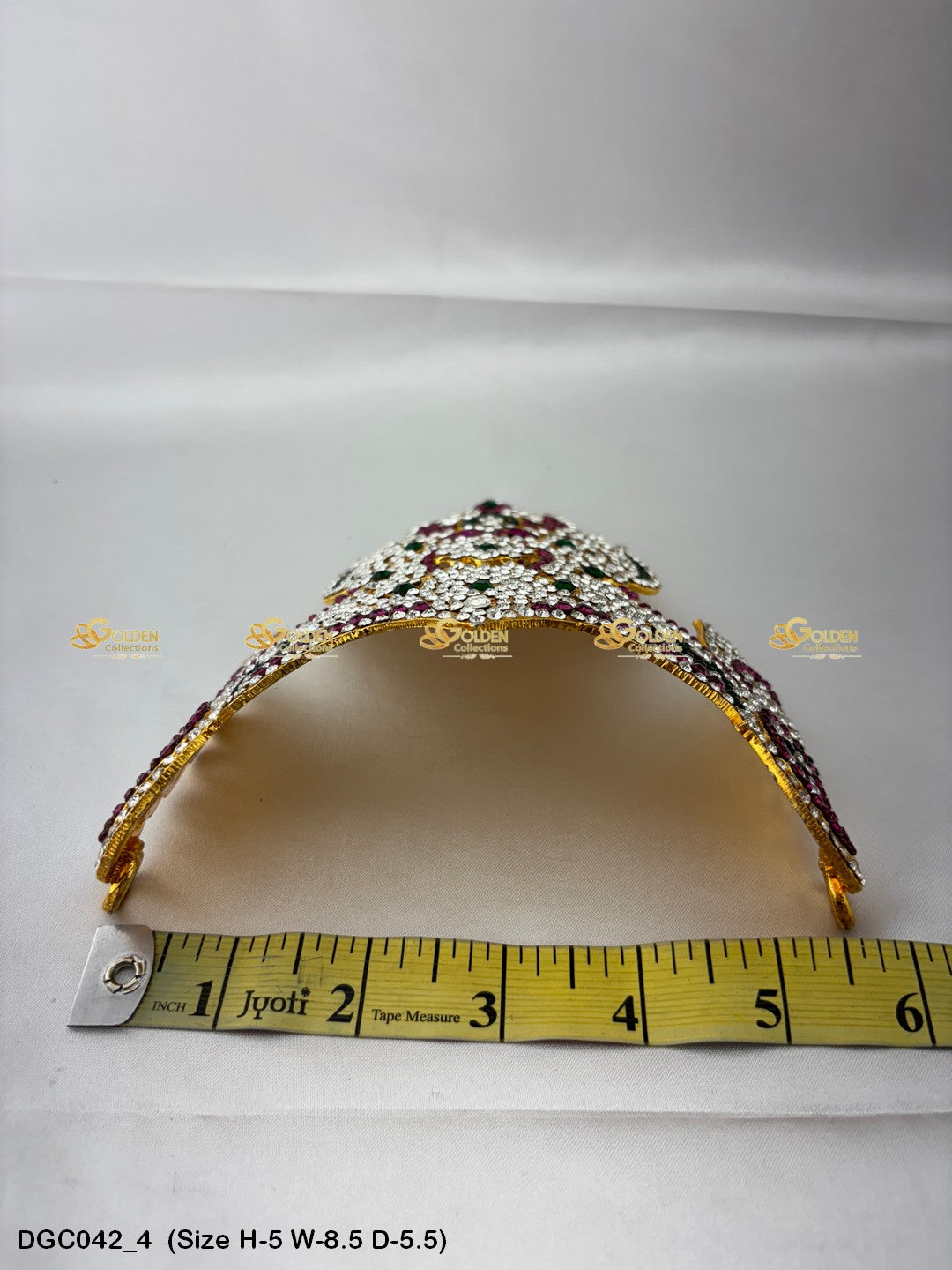 Hindu Deity Mukut Kireedam - GoldenCollections Size: 5 x 8.5 x 5.5, Color: Multi, Style: Jwala Image 4