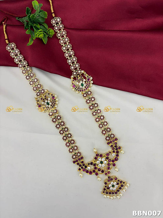 Kemp Bharatanatyam Long Necklace – Traditional Temple Jewellery Haram for Arangetram, Kuchipudi Dance & South Indian Weddings