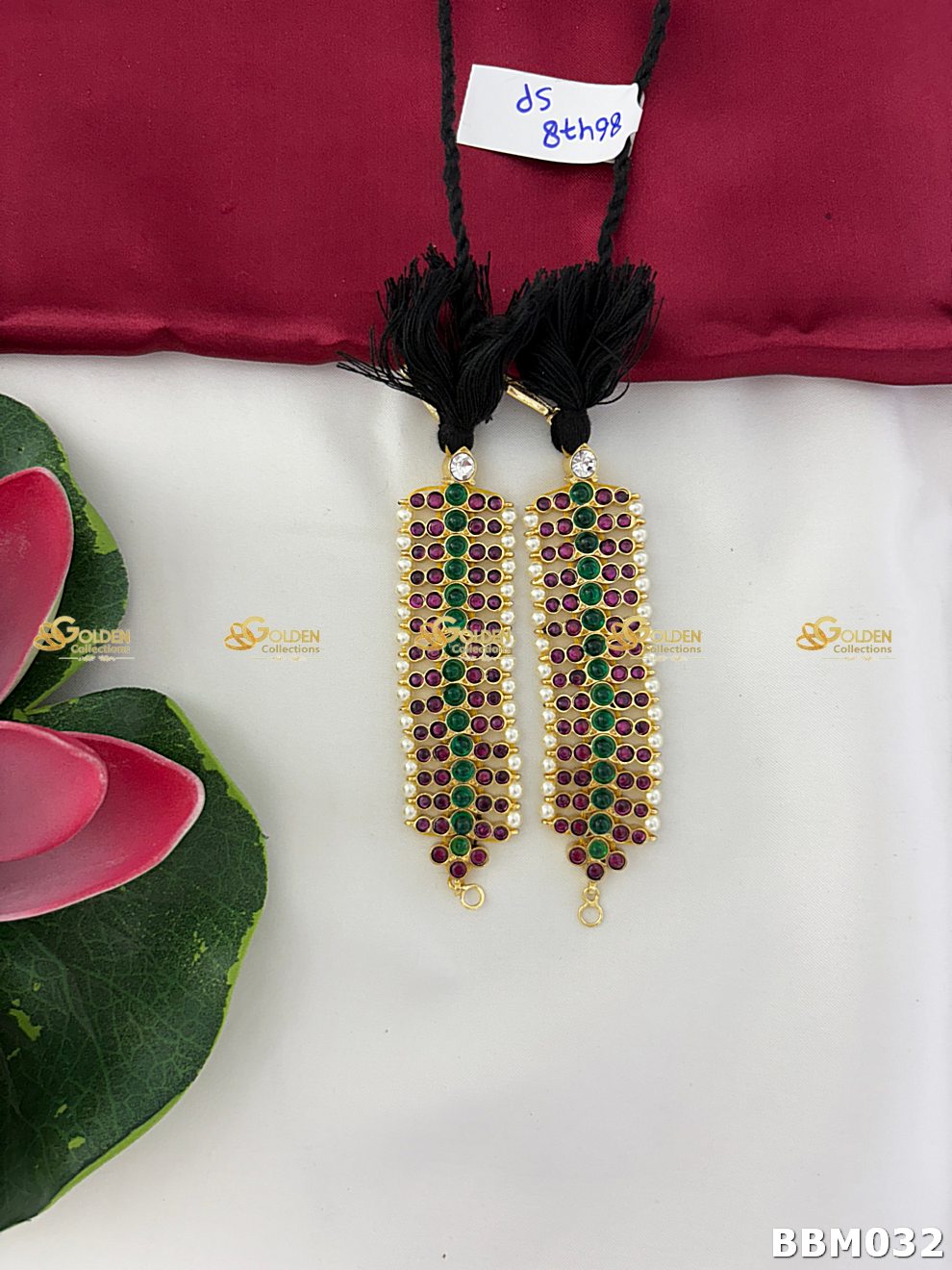 Kemp Bharatanatyam Mattal | Temple Matilu Ear Chain Goldencollections