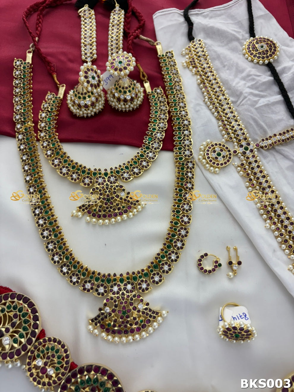 Bharatanatyam Temple Jewellery Dance Set with Sun Moon Headset