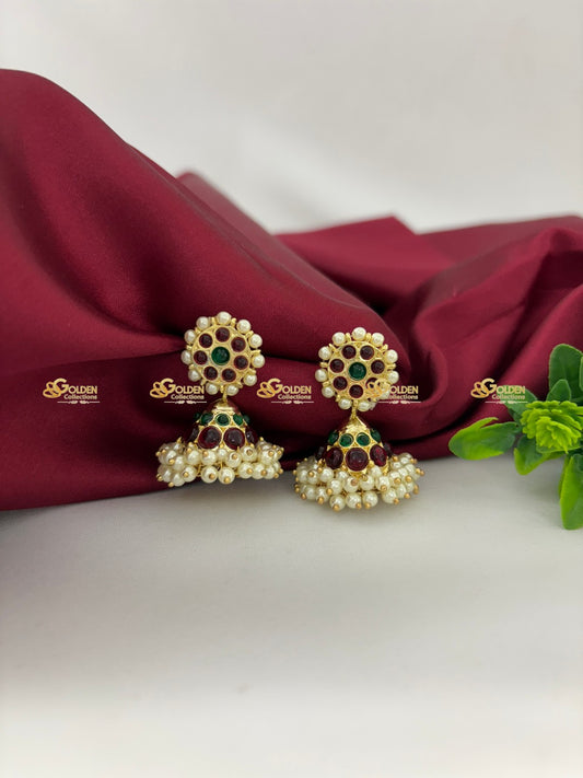 temple Kemp Jhumka Earrings: Bharatanatyam Jewellery GoldenCollections BBE-001