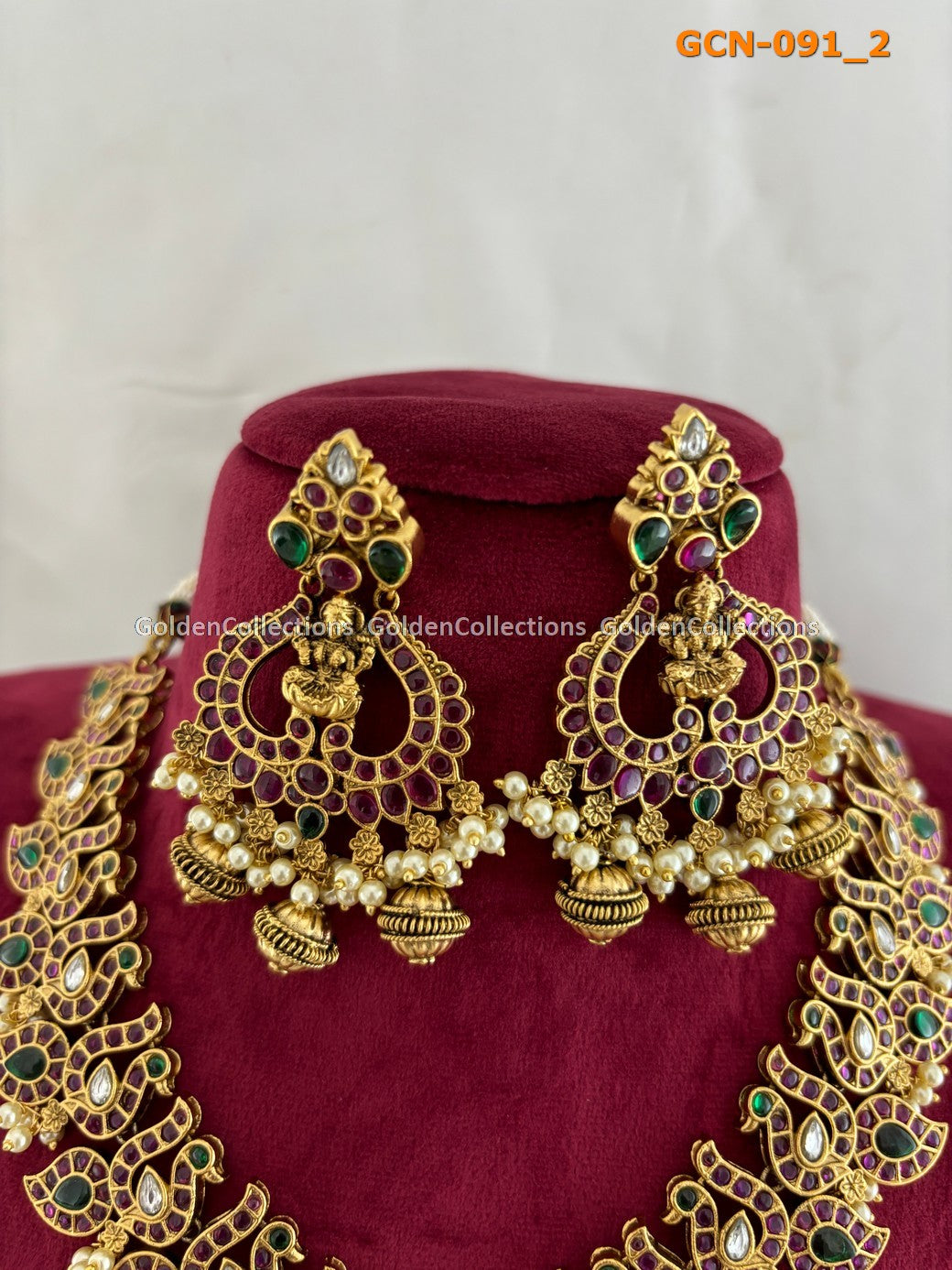 Kemp Kundan Bridal Necklace : Costume Jewelry Big Necklaces GoldenCollections 3