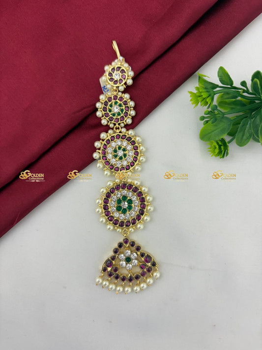 Kemp Maang Tikka For Bharatanatyam Handmade Dance Jewelry Size: Kemp, Color: Kemp Mang Tikka, Style: Image 1