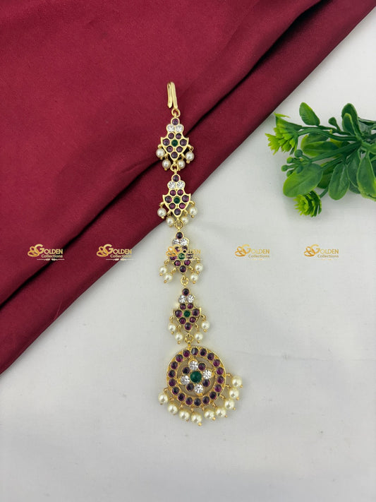 Kemp Maang Tikka For Temple Dance Handmade Brass Jewelry Size: Kemp, Color: Kemp Mang Tikka, Style: Image 1