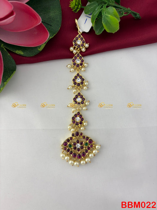 Kemp Maang Tikka | Nethichutti Temple Jewellery for Bharatanatyam Dance