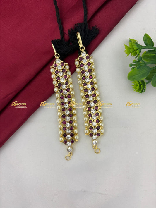 Kemp Matil For Bharatanatyam Traditional Ear Chain Jewelry Color: Kemp Style: Kemp Mattal Image 2