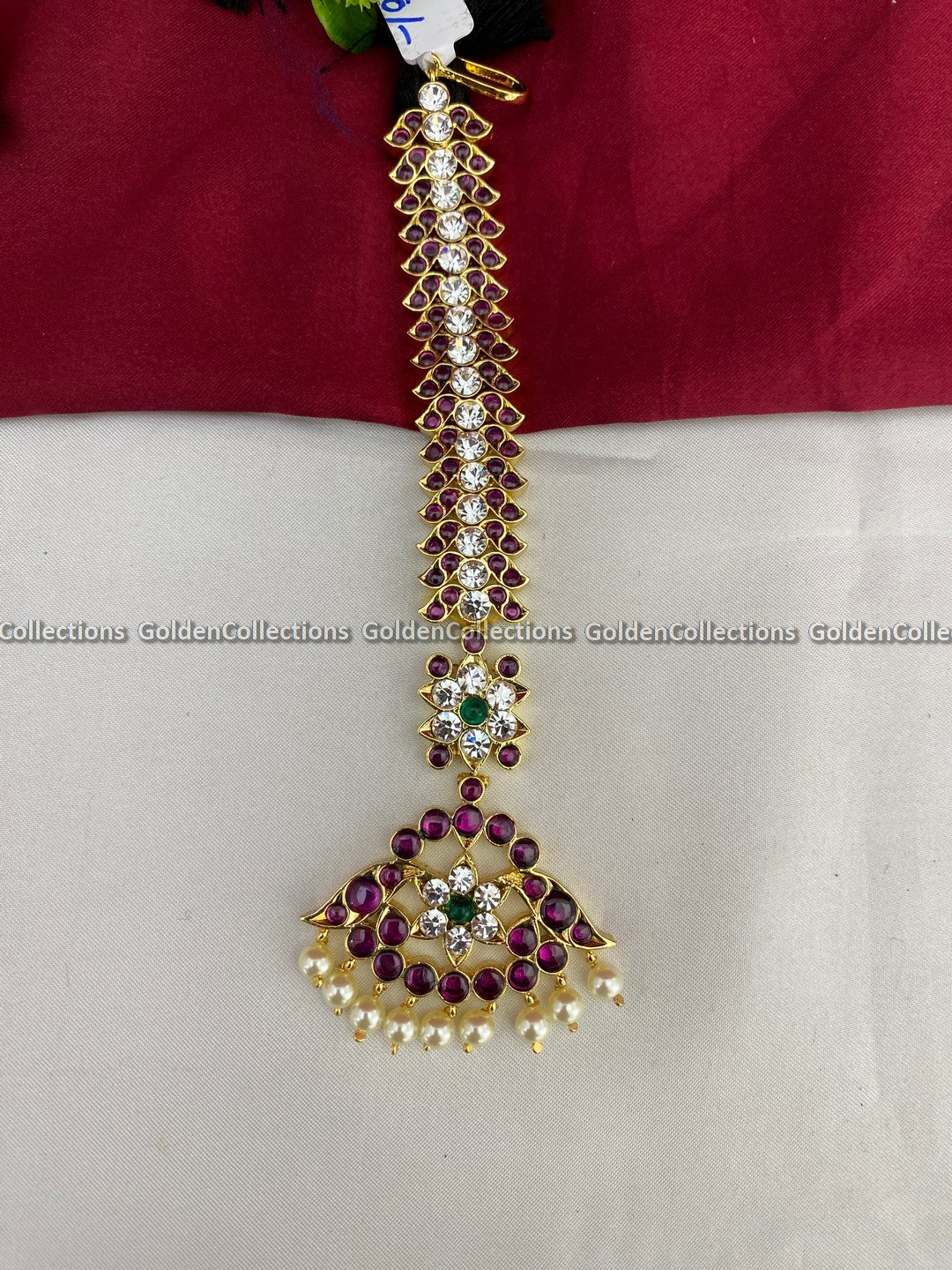 Kemp Nettichutti For Bharatanatyam Dance Accessories Color: Kemp Style: Maang Tikka Image 2
