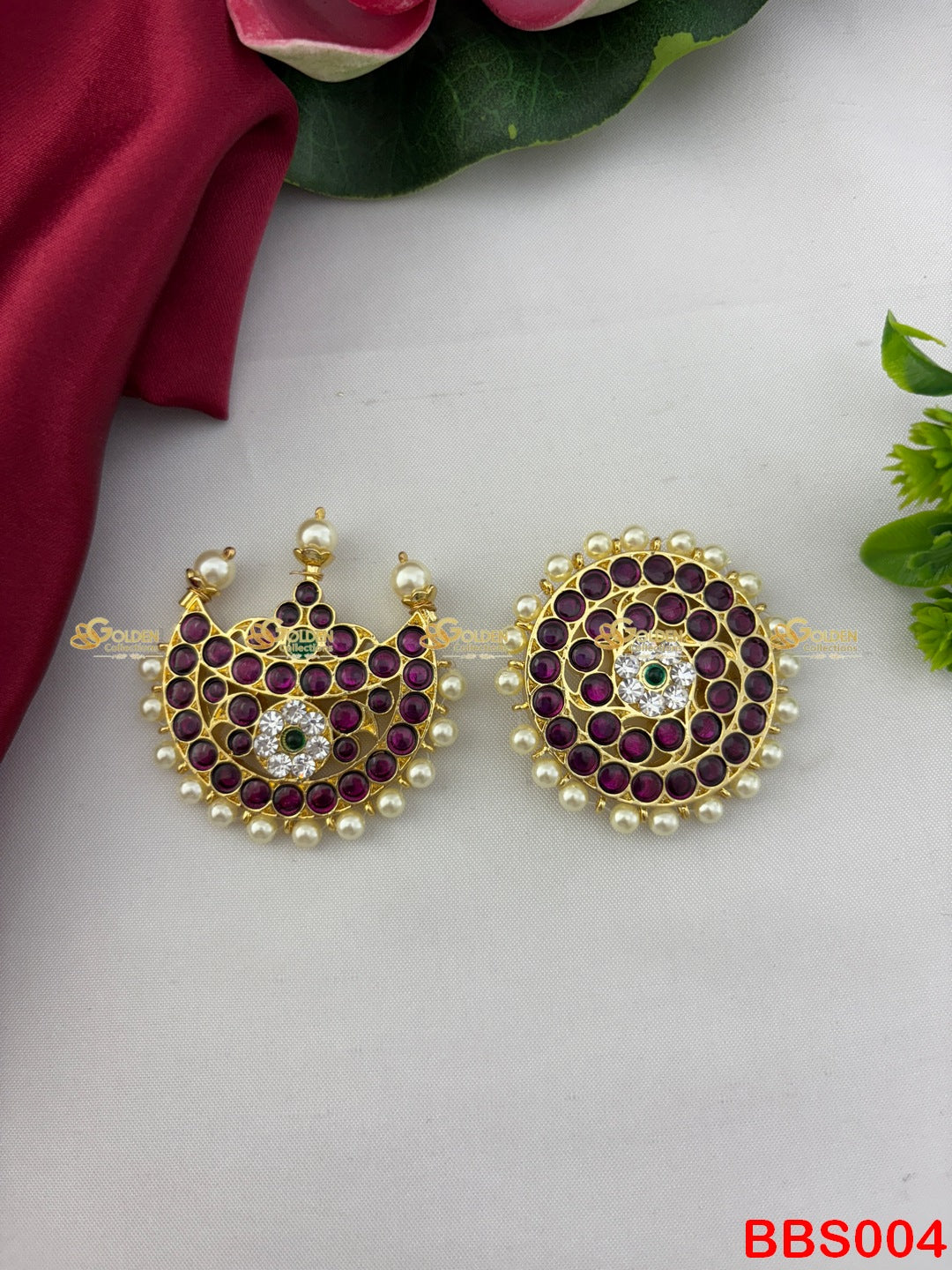 Kemp Surya Chandra Set Bharatanatyam Sun Moon Hair Accessories (Temple  Jewellery) BBS004