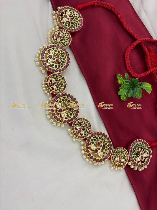 Kemp Vaddanam For Bharatanatyam Handmade Waistbelt Size: Kemp, Color: Kemp Belt, Style: Image 2