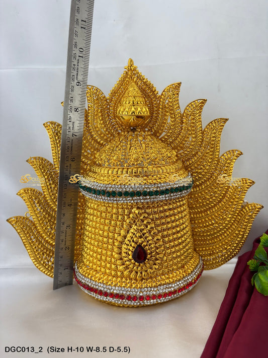 Kreedam Divine Jewellery Crown Goldencollections Size: 10 X 8.5 X 5.5, Color: Gold, Style: Jwala Image 2