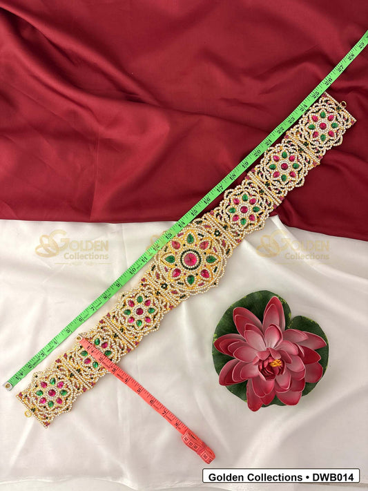 Measurement and scale view of Large Deity Waist Belt Vaddanam for Idols for fit checking