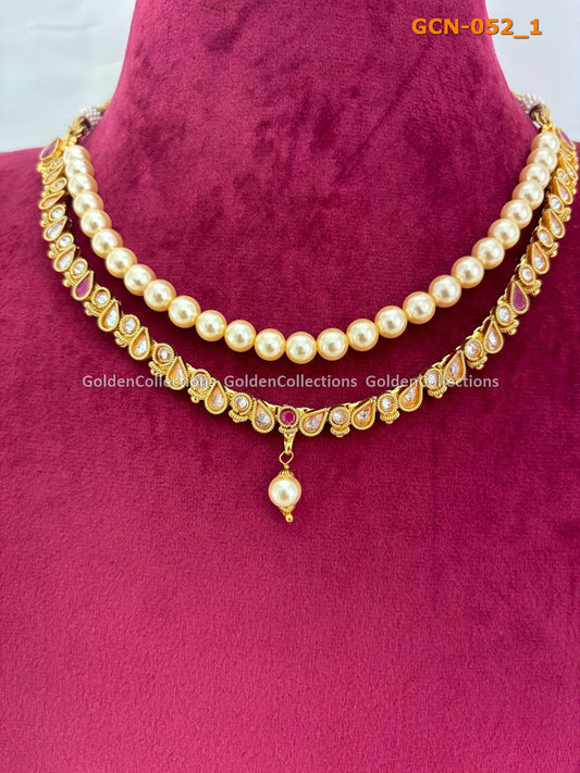 Layered Pearl Necklace : Necklace Manufacturer GoldenCollections 2