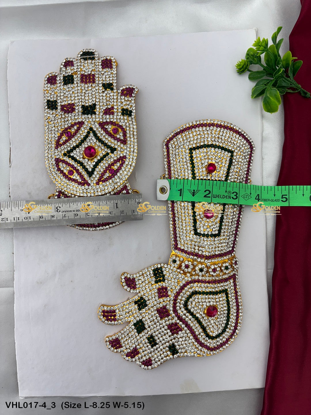 lotus hands of varalakshmi devi idol goldencollections Size: 8.25 x 5.15, Color: Multi, Style: Balaji Hastham Image 3