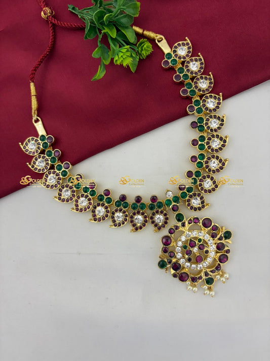 Mango Design Kemp Short Necklace For Bharatanatyam Color: Kemp Style: Kemp Short Necklace Image 2