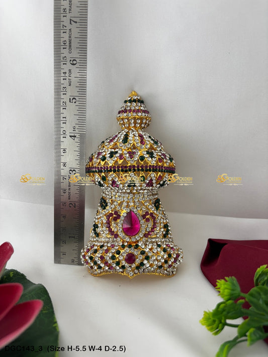 Ornamental Crown Mukut For Goddess Deity Goldencollections Size: 5.5 X 4 X 2.5, Color: Multi, Style: Half Round Image 3