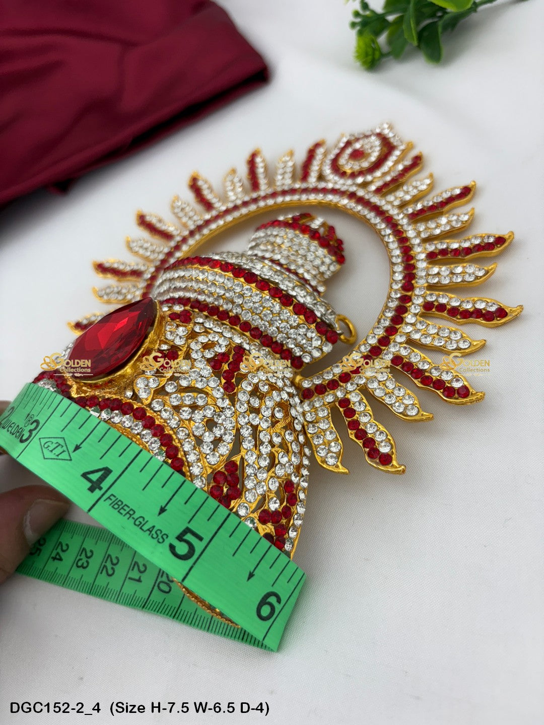 ornate crown for deity adornments goldencollections Size: 7.5 x 6.5 x 4, Color: Red, Style: Arch Image 4