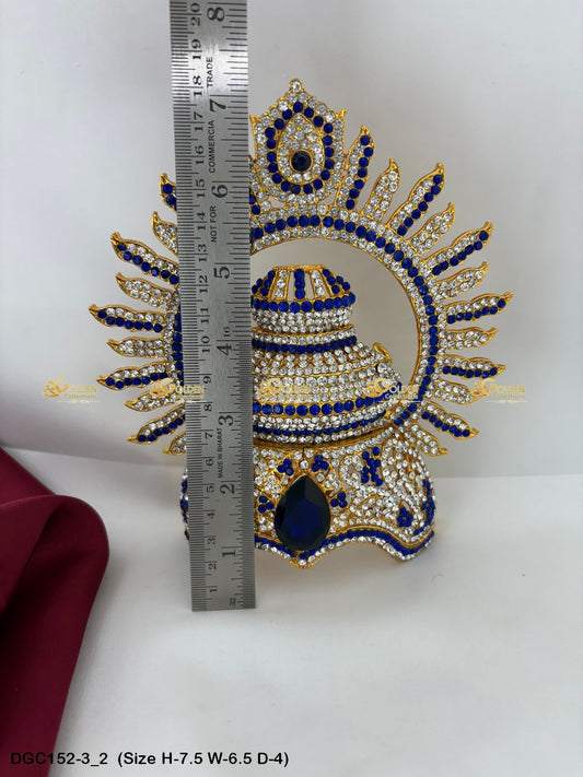 ornate crown for deity adornments goldencollections Size: 7.5 x 6.5 x 4, Color: Blue, Style: Arch Image 2