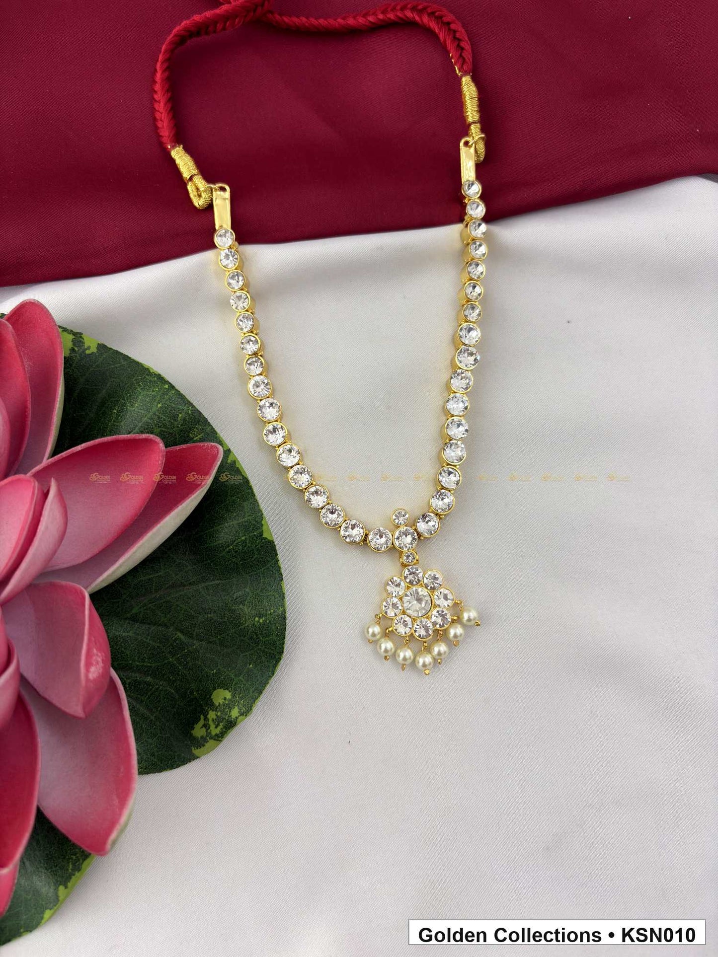Additional product view of Pearl Chain Real Kemp Short Necklace with Pendant from Golden Collections