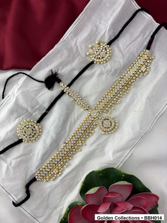Angled product view of Pearl Stone Dance Headset with Sun Moon Hair Ornaments from Golden Collections
