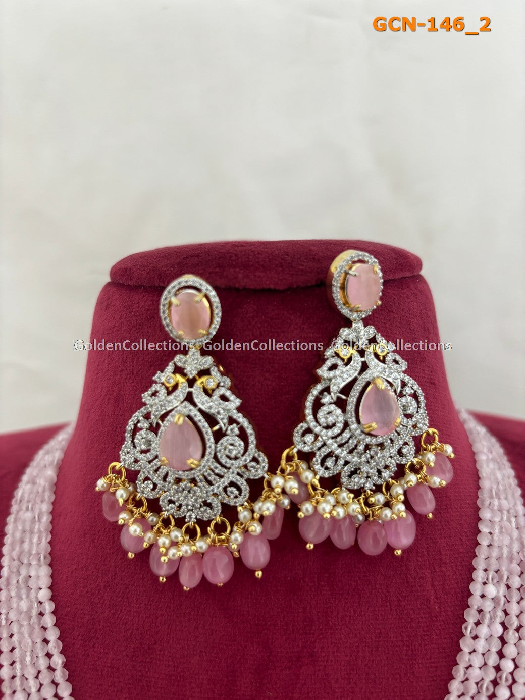 Pink Necklace : Pearl Beaded Necklace - GoldenCollections GoldenCollections 3