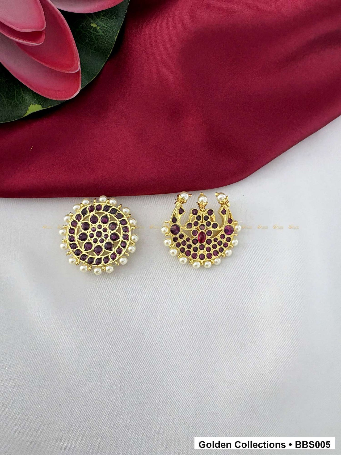 Angled product view of Real Kemp Sun and Moon Hair Ornaments for Dance from Golden Collections